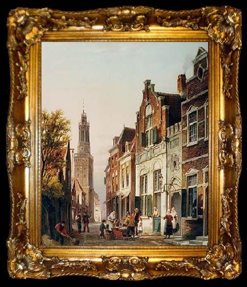 framed  unknow artist European city landscape, street landsacpe, construction, frontstore, building and architecture.004, ta009-2